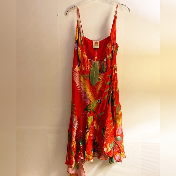 New Farm Rio Red Macaw Bird Print Wrap Dress M - Picture 9 of 15